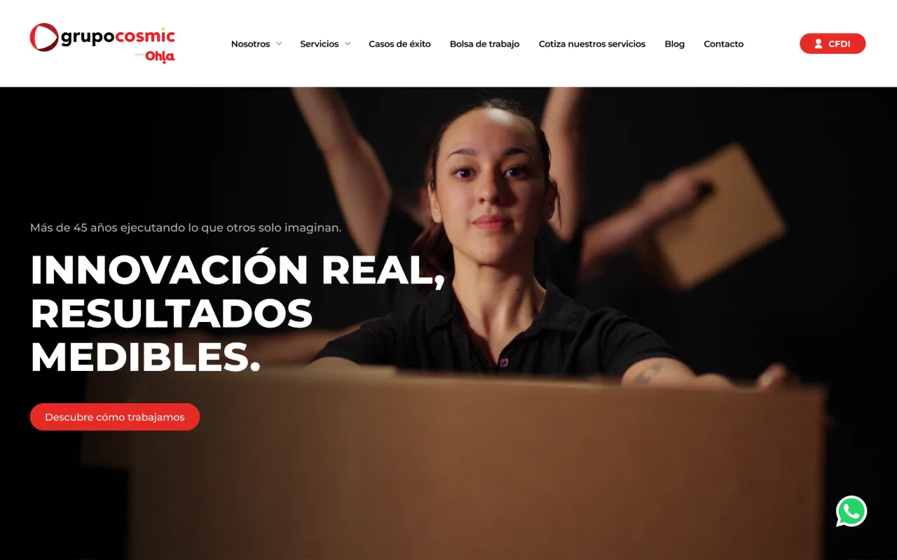 Sitio web de Grupo Cosmic, diseñado por Bloom