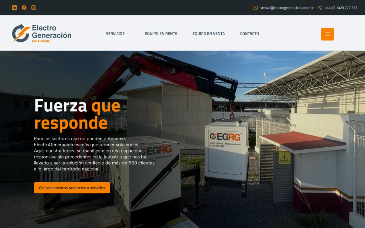 Sitio web de Electrogeneración, diseñado por Bloom